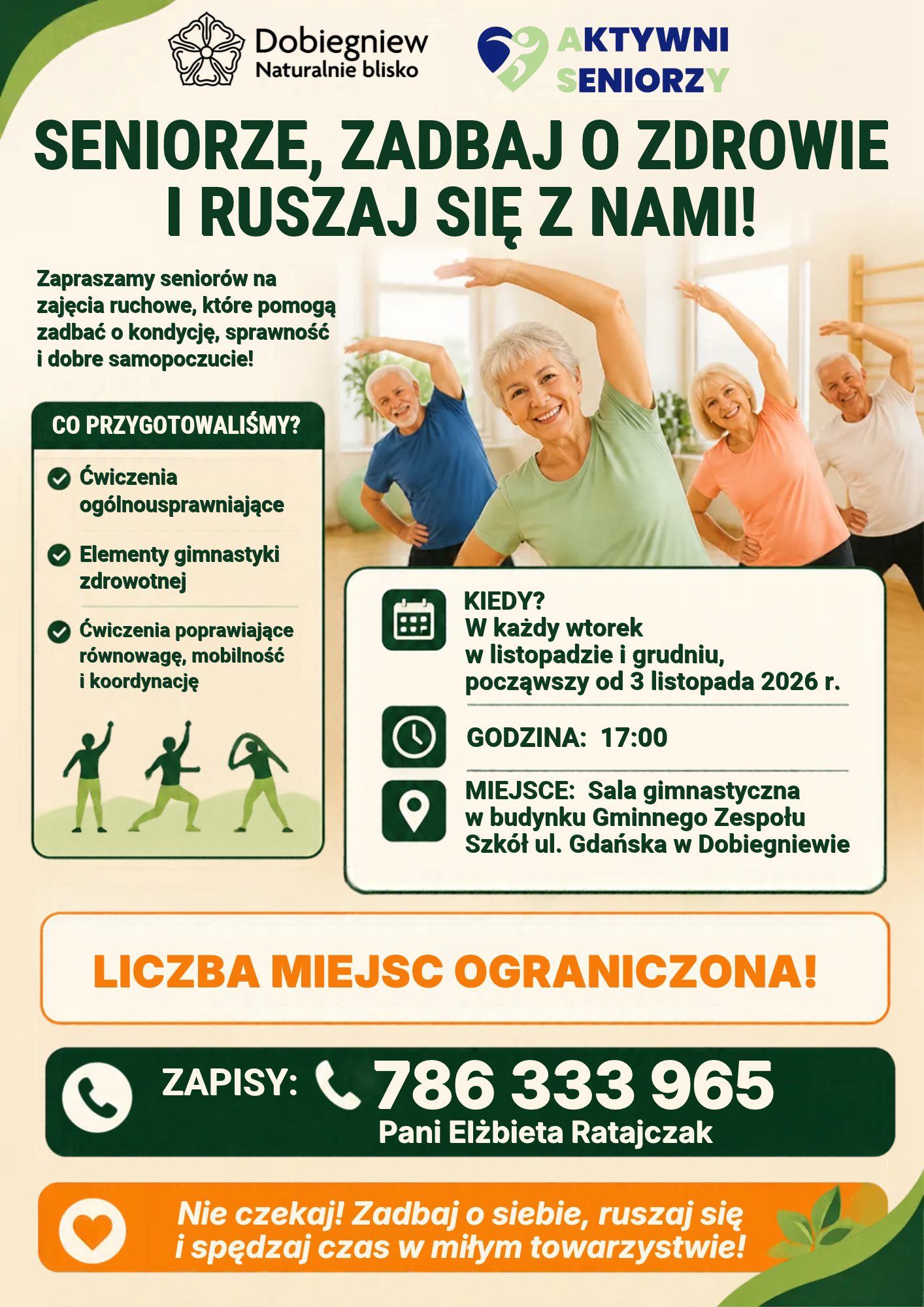 Plakat Zajęć Ruchowych Senior&oacute;w