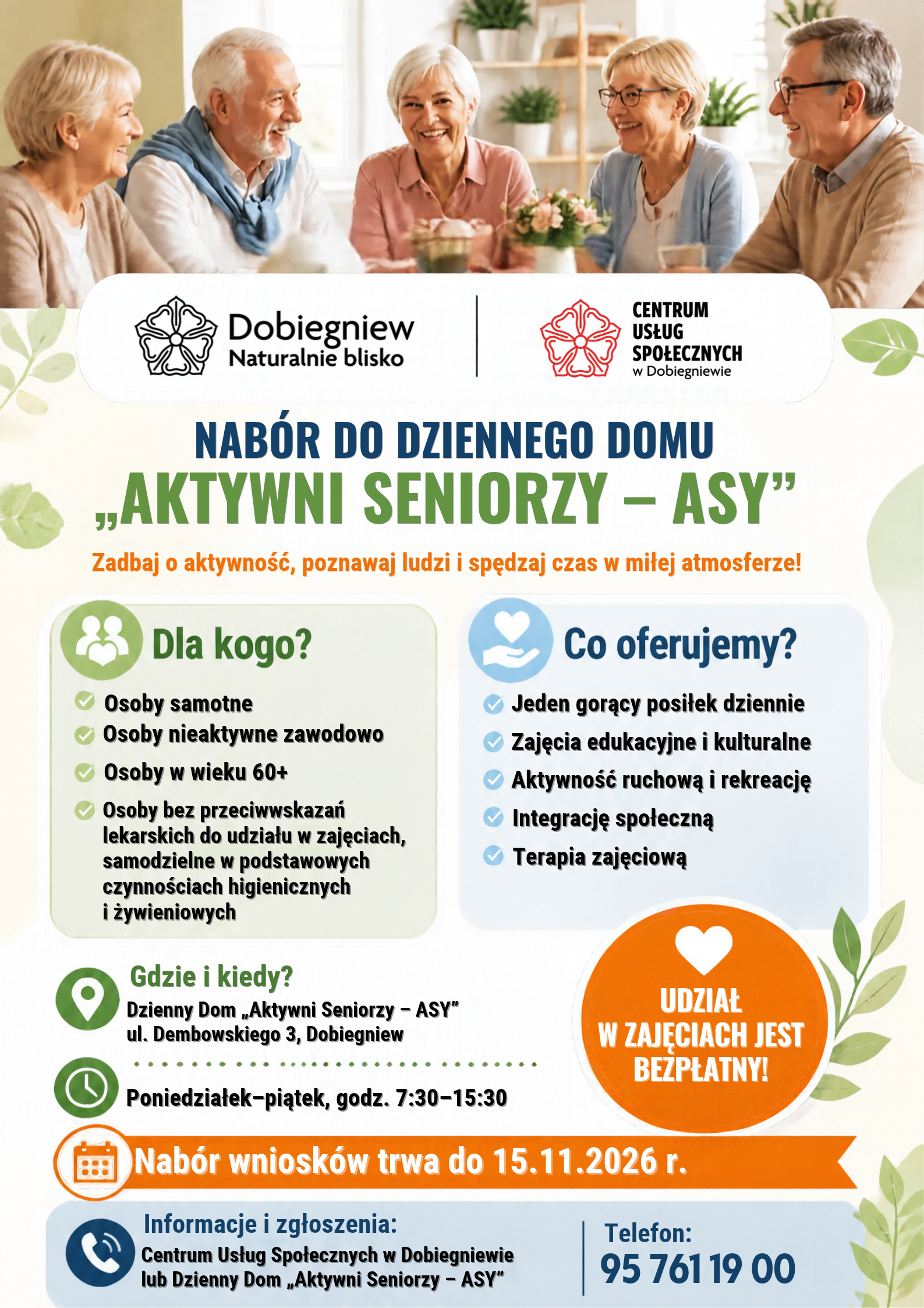 Plakat rekrutacyjny dla senior&oacute;w