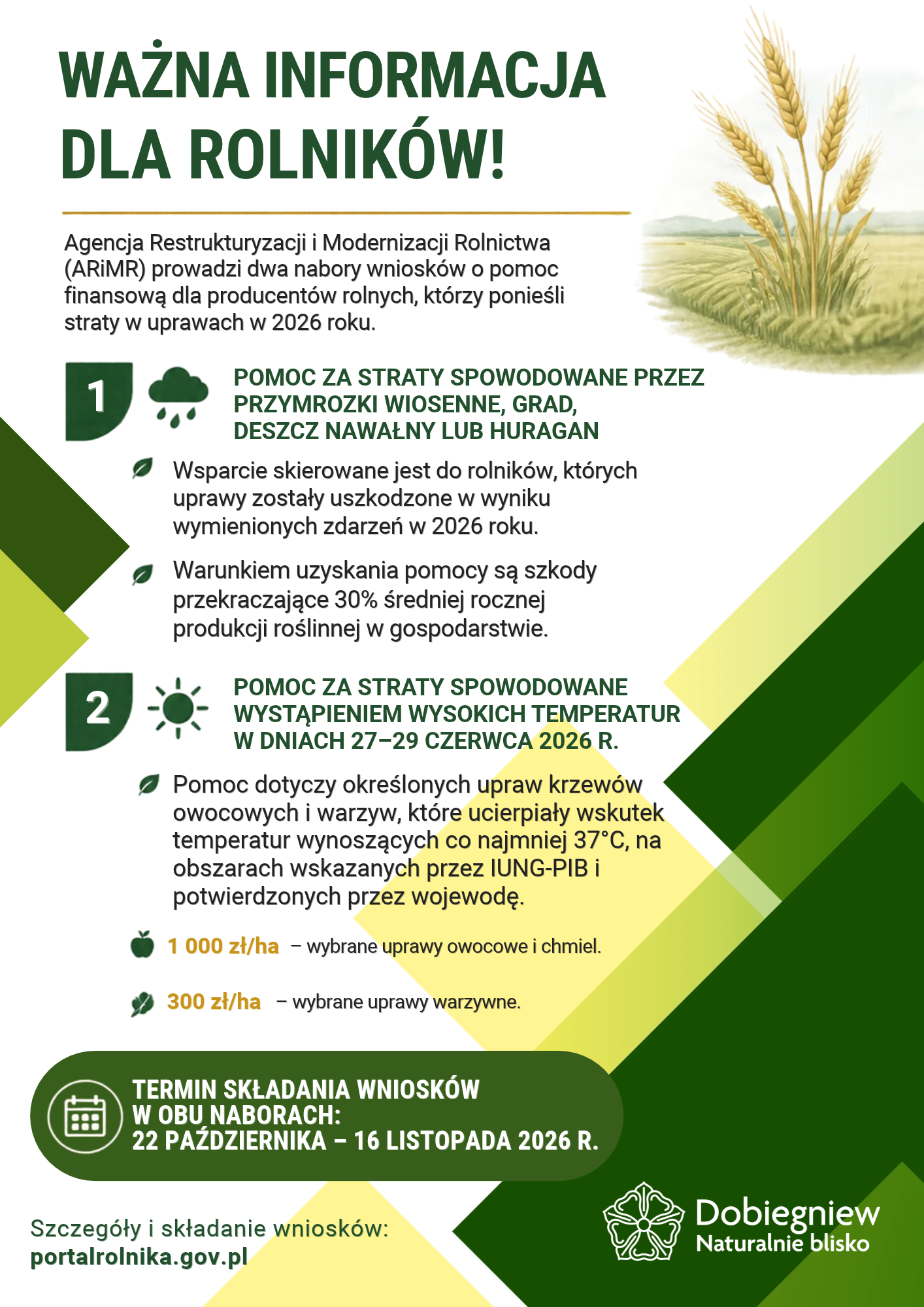 plakat informacyjny dla rolnik&oacute;w