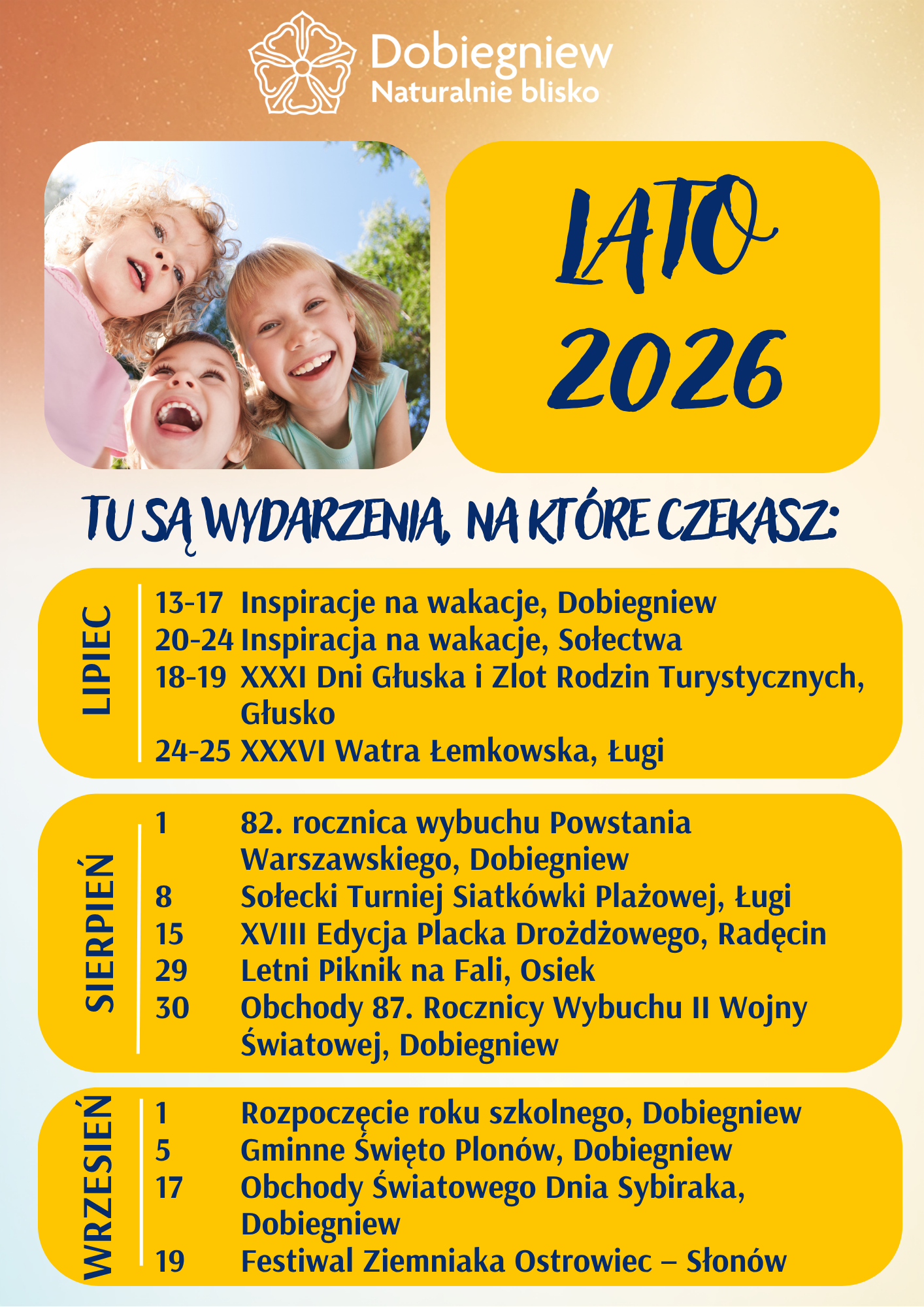 kalendarz wydarzeń lato 