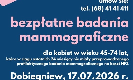 Bezpłatne badania mammograficzne w Dobiegniewie